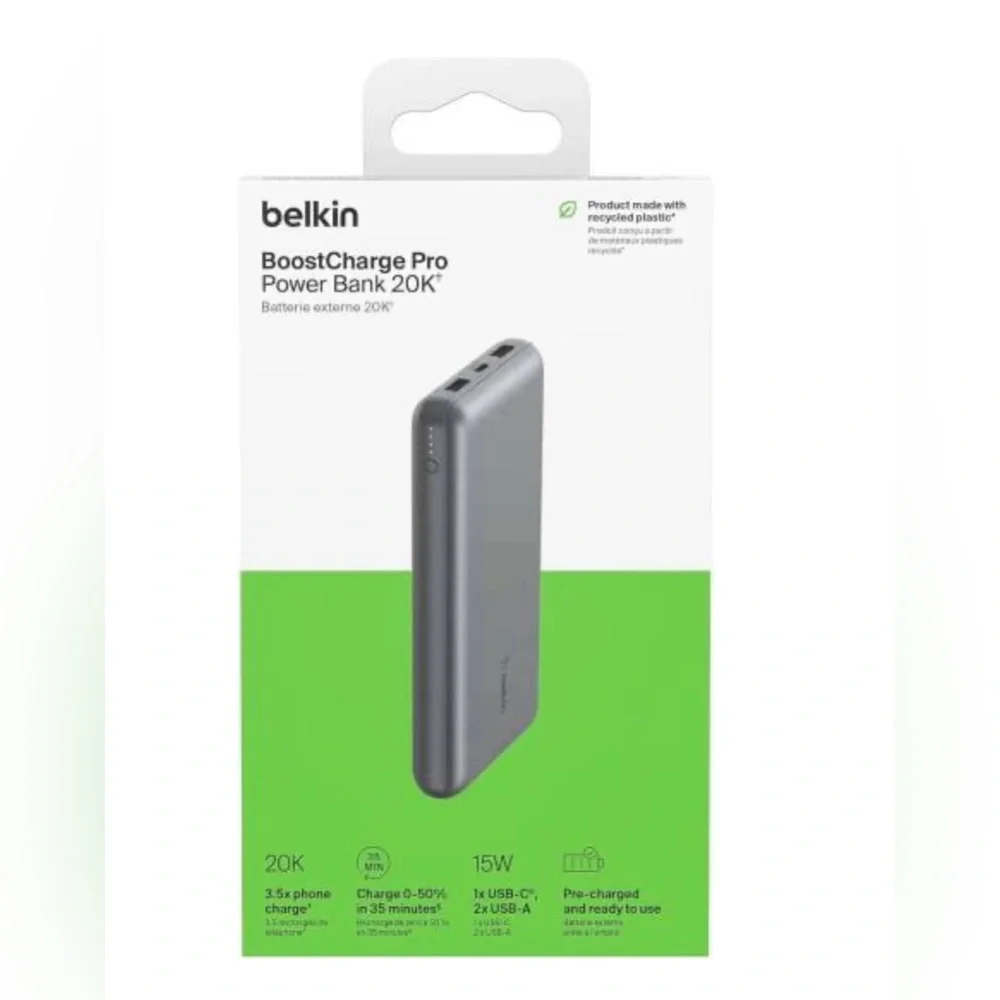 NEW! Belkin BoostCharge Pro 20K Power Bank - Silver - in unopened box